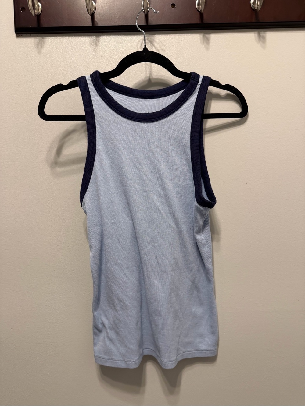 Women’s Light Blue Tank Top with Navy Trim
